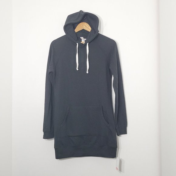 Fleece Factory Tops - Fleece Factory Long Sleeve Hoodie Sweater Dress Black Pocket Womens Sz Small NWT